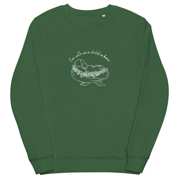 For Unto Us A Child Is Born Crew Neck (Green)